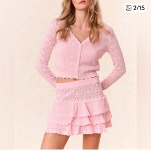 Love Shack Fancy ballerina pink cardigan / sweater